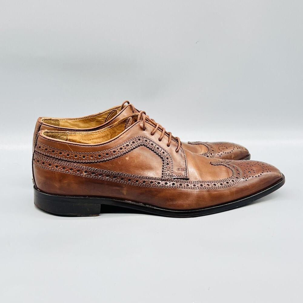 Mercanti Fiorentini Shoes Mens 9.5 Leather Wingtip Oxford Lace Up Dress Brogue